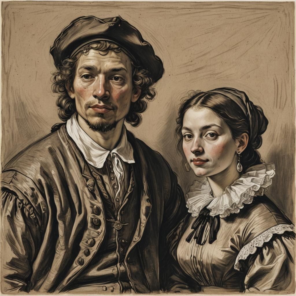 Classic Portrait of a Young Couple in Baroque Style