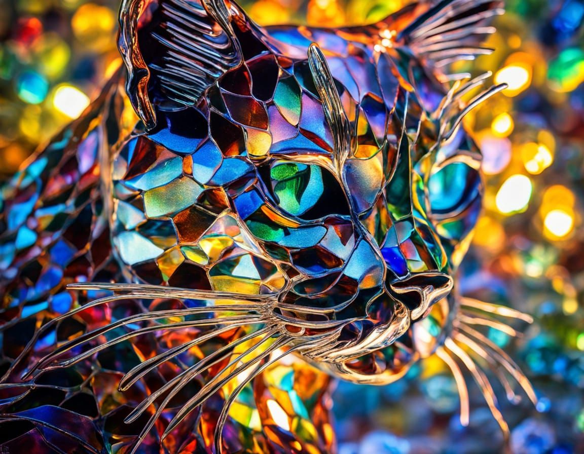 Crystal Cat in Vibrant Fauvist Style