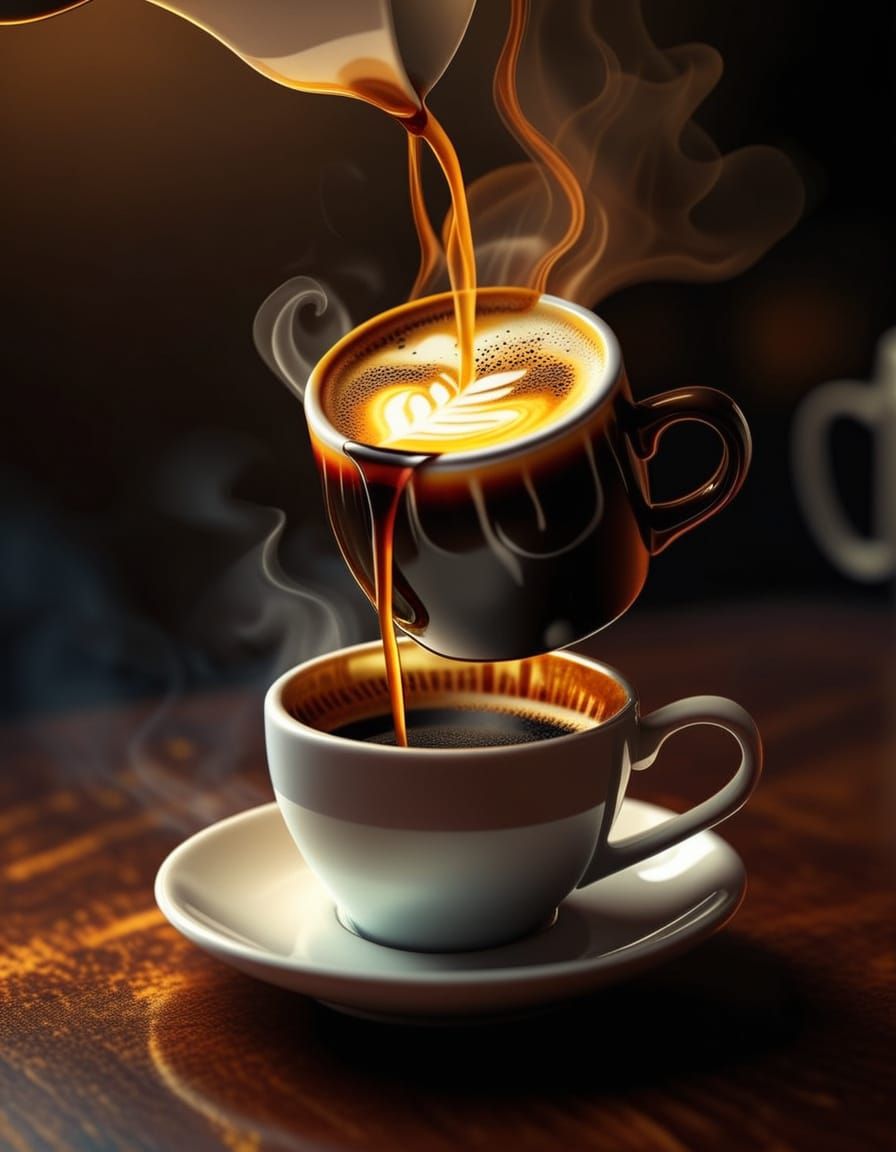 Coffee Cup Shaped Like a Head, Filled With Hot Coffee