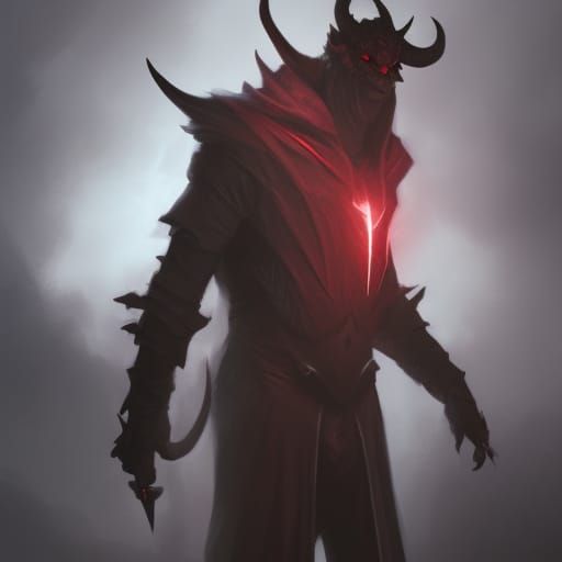 Handsome Tiefling Devil in Charcoal Style