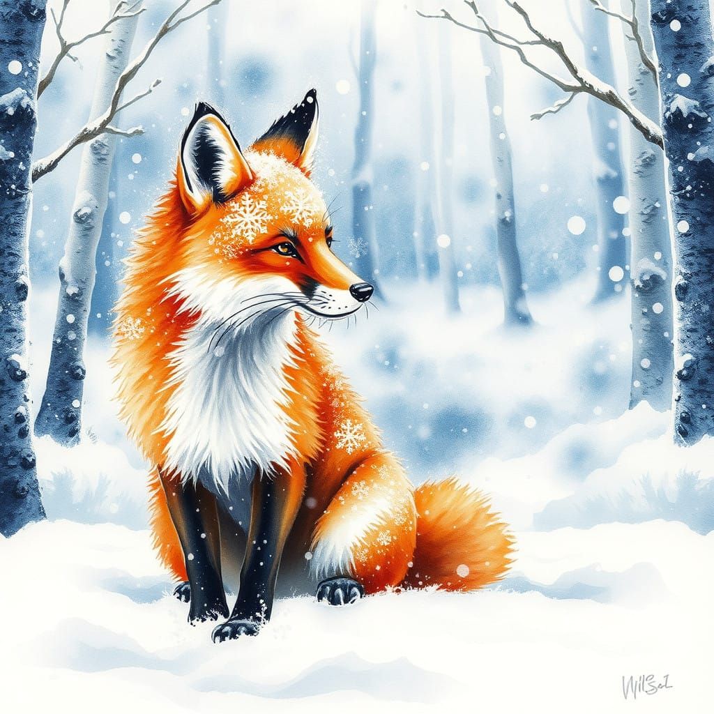 Fox on a snowy day