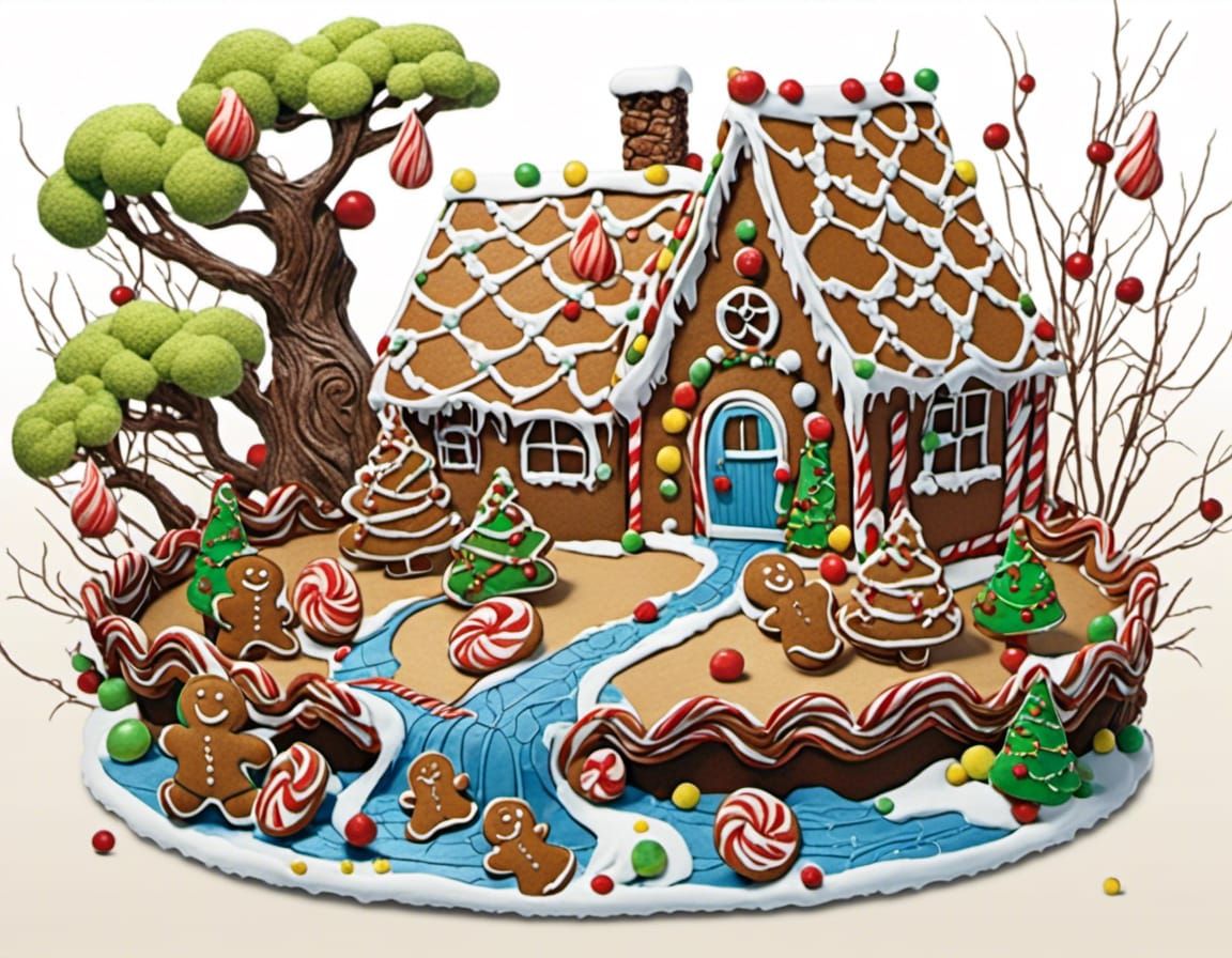 Hyperdetailed Delicate Gingerbread Creation