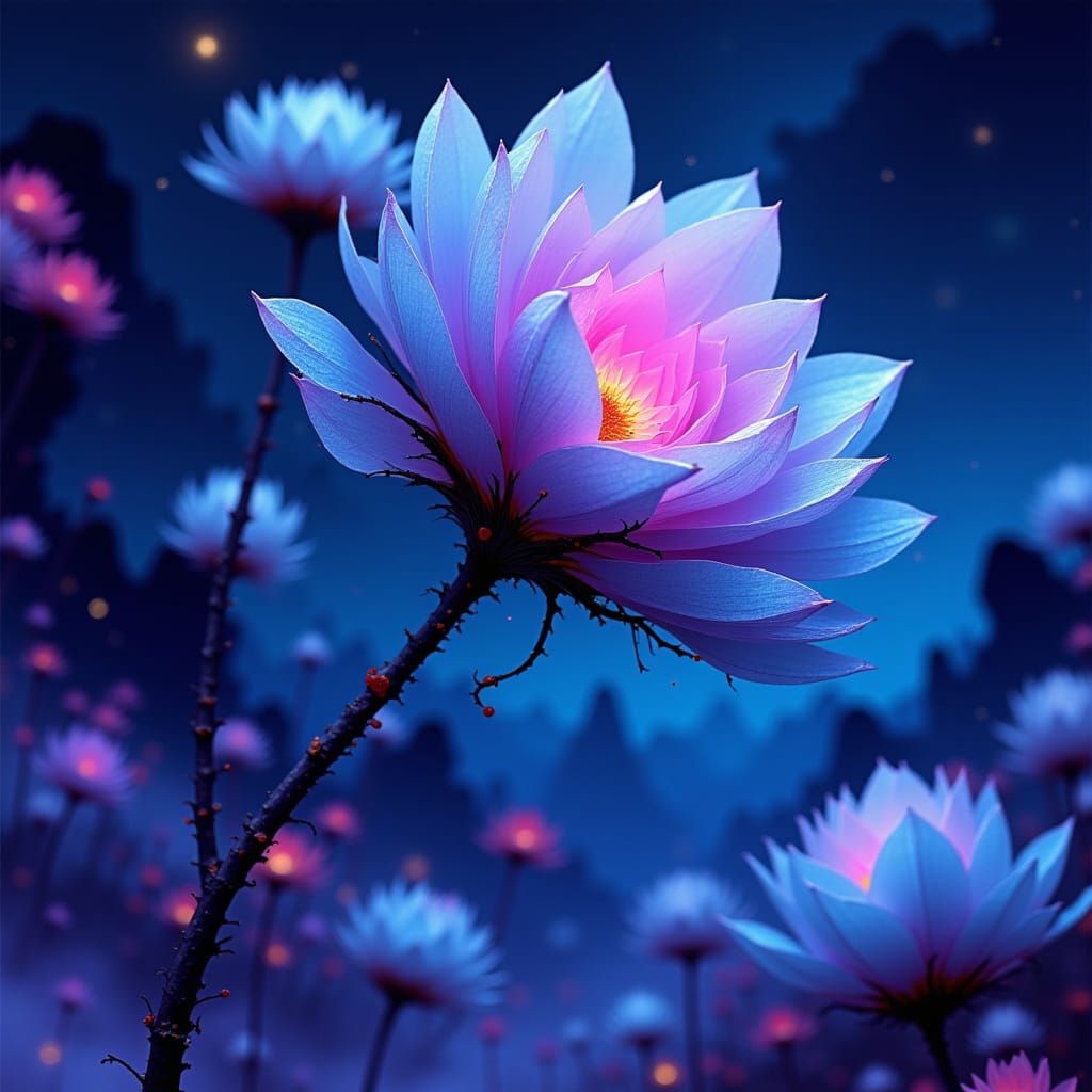 Ethereal Flower Alien in Surreal Sci-Fi Landscape