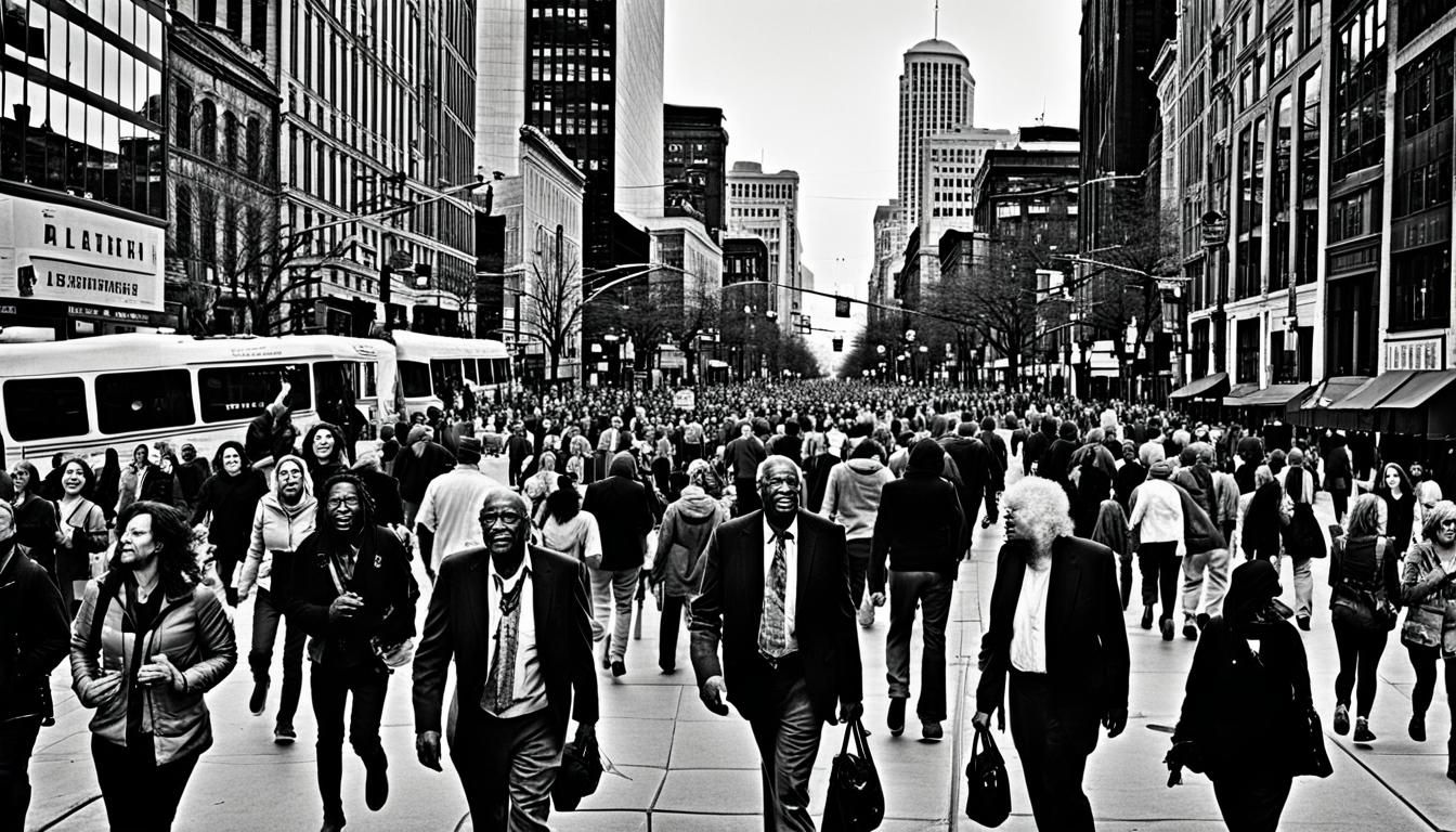 Vibrant City Street Scene in Digital Painting Style