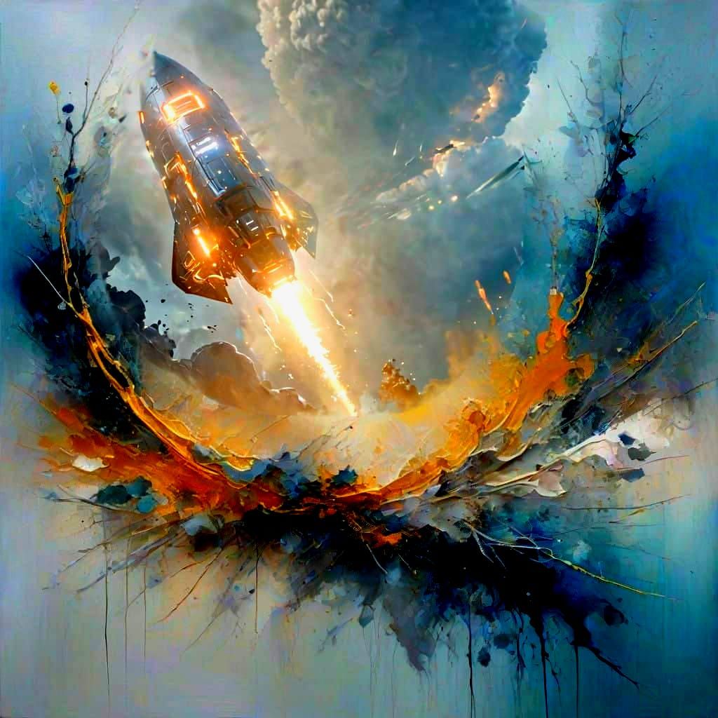 Metallic Spaceship Ignites Atmosphere with Static Energy