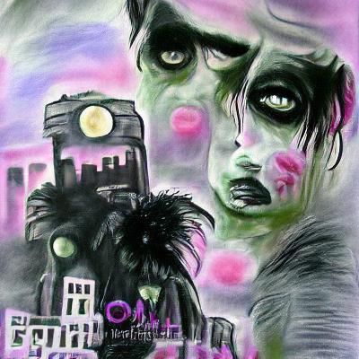 Pastel Goth Zombie Monster in Film Noir Style