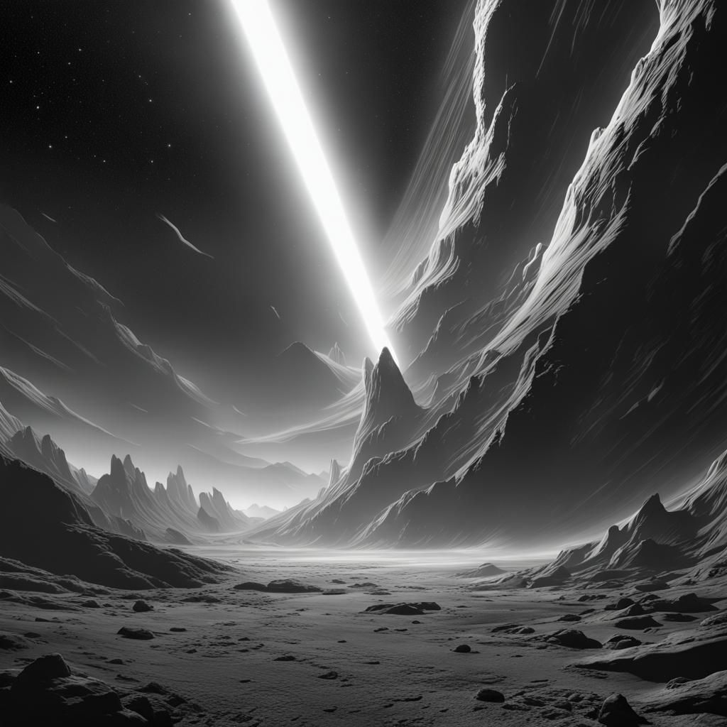 Desolate Outer Space Flash in Black and White