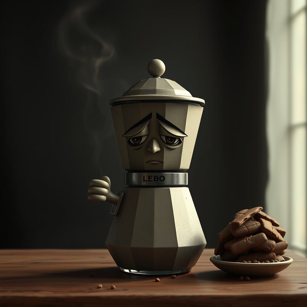 Coffee Pot in Despair, a Detailed Matte Painting