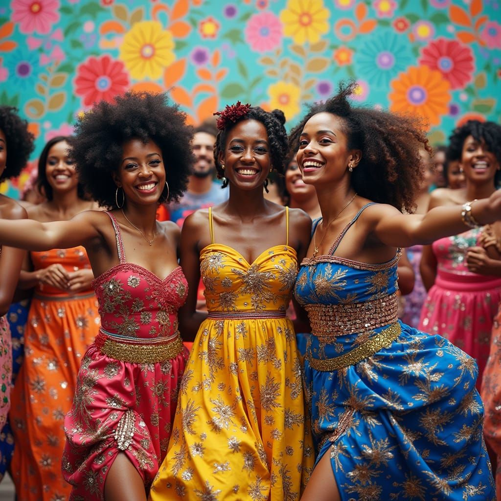 Vibrant Celebration in Colorful Attire