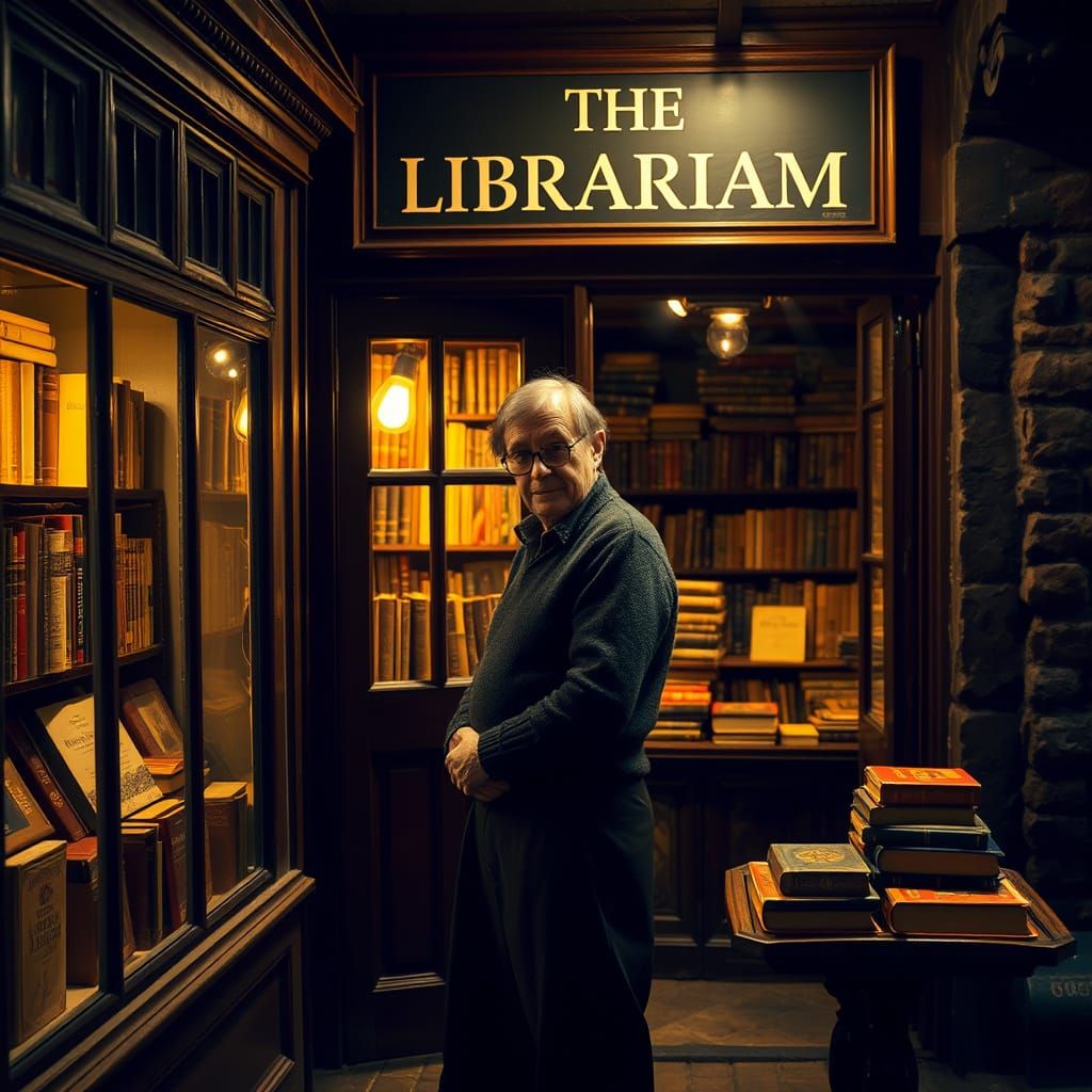 Cozy London Antique Bookshop on Cobblestone Street