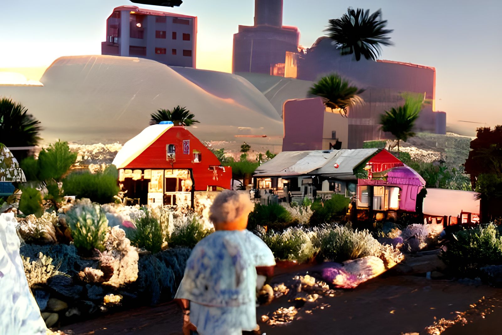 Sunset Lights Up Abandoned 1950s Desert Town
