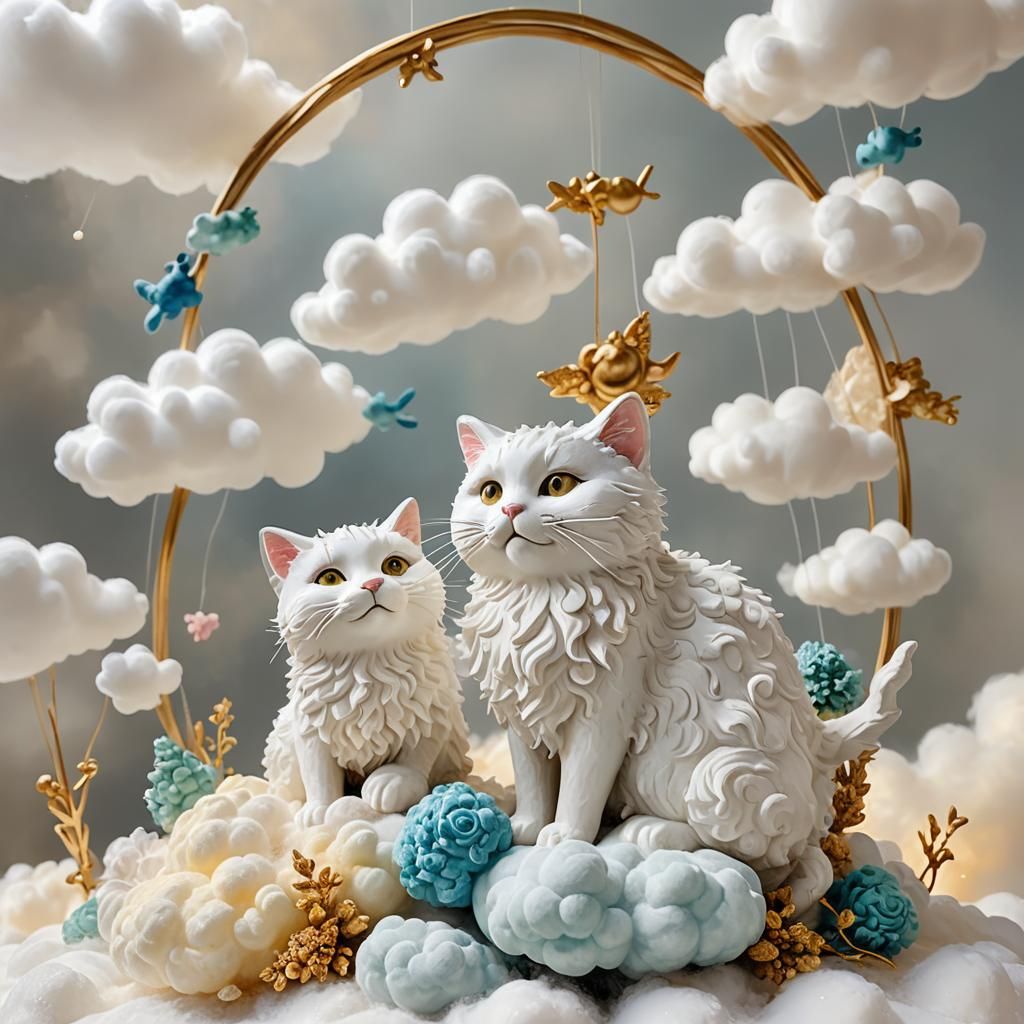 Cloud Kitties in Ethereal Cloudscape