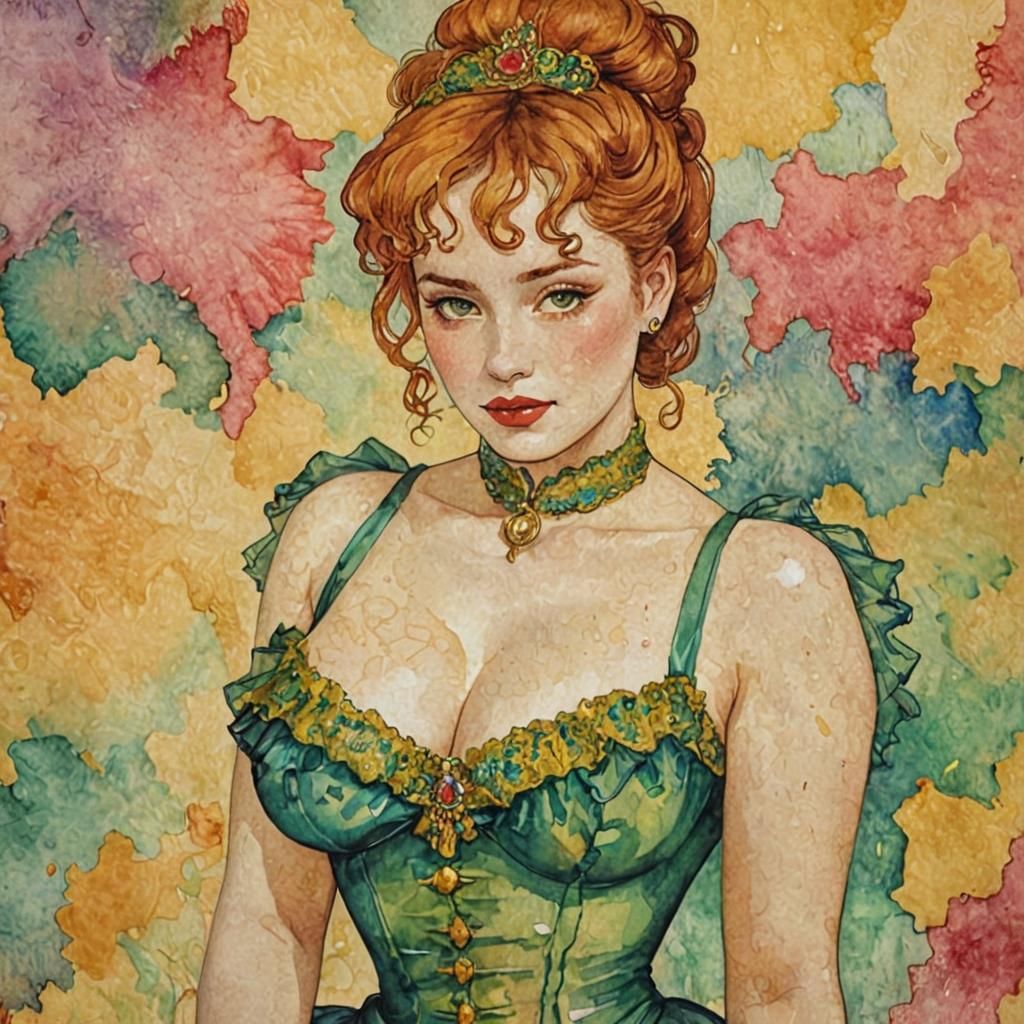 Female Officer in Diaphanous Alcohol Ink Style