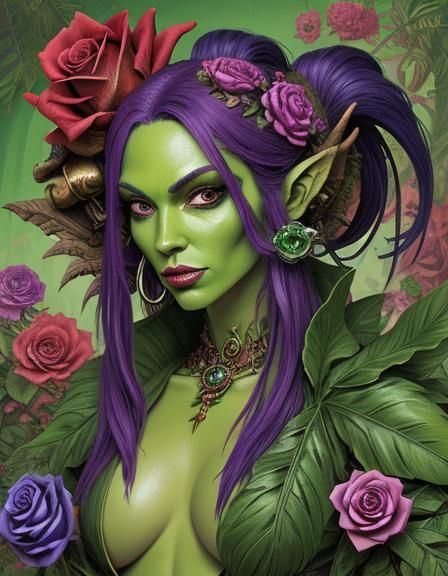 Fantasy Pirate Maiden: Toad-Rose Hybrid Portrait