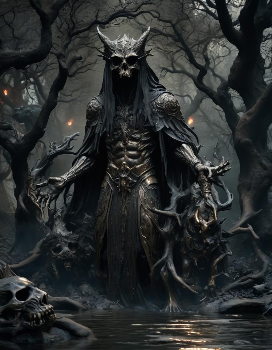 Hades at the River Styx in Dramatic Lighting