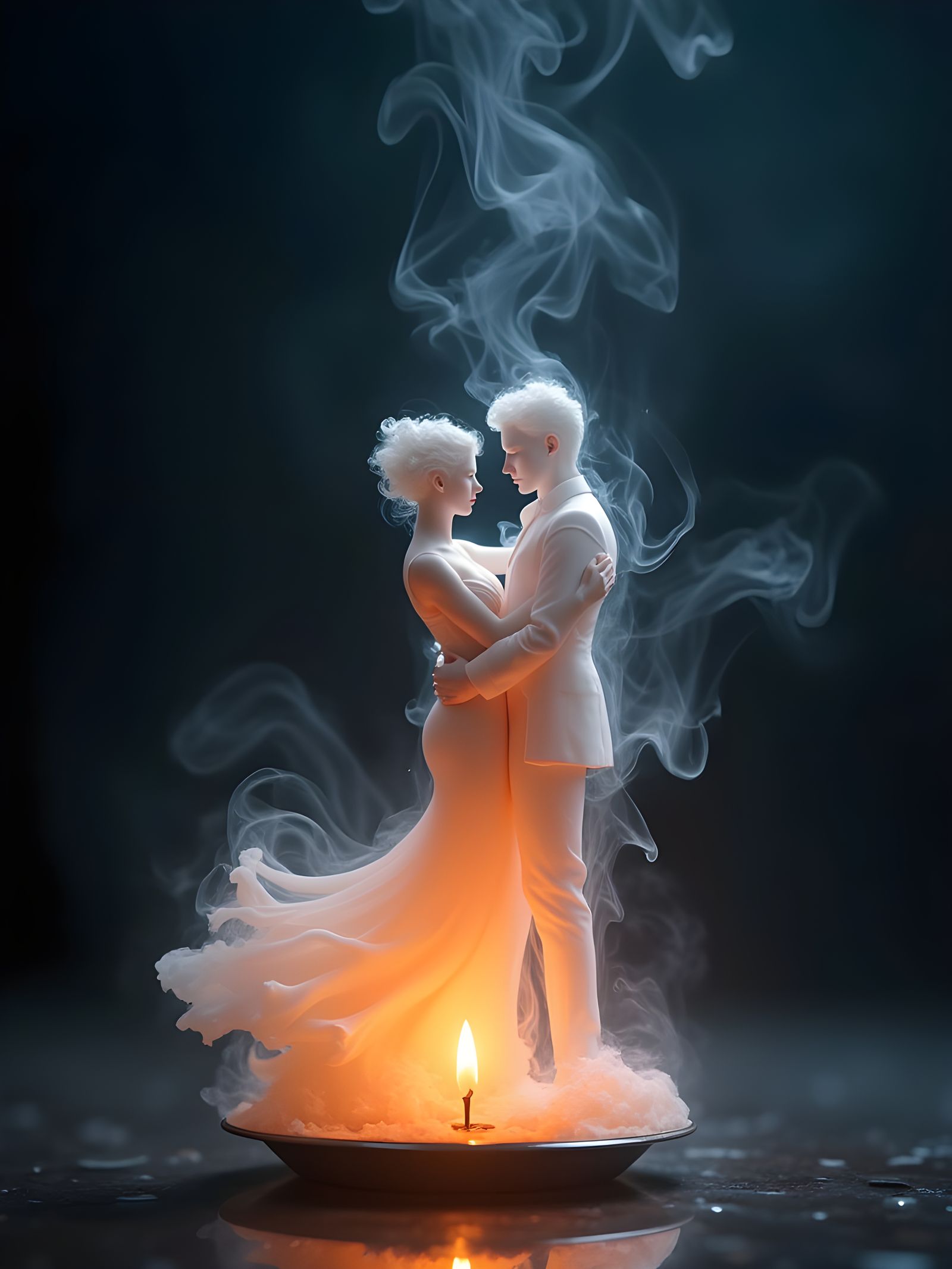 Ethereal Smoke Art: Dancing Couple in Smoke