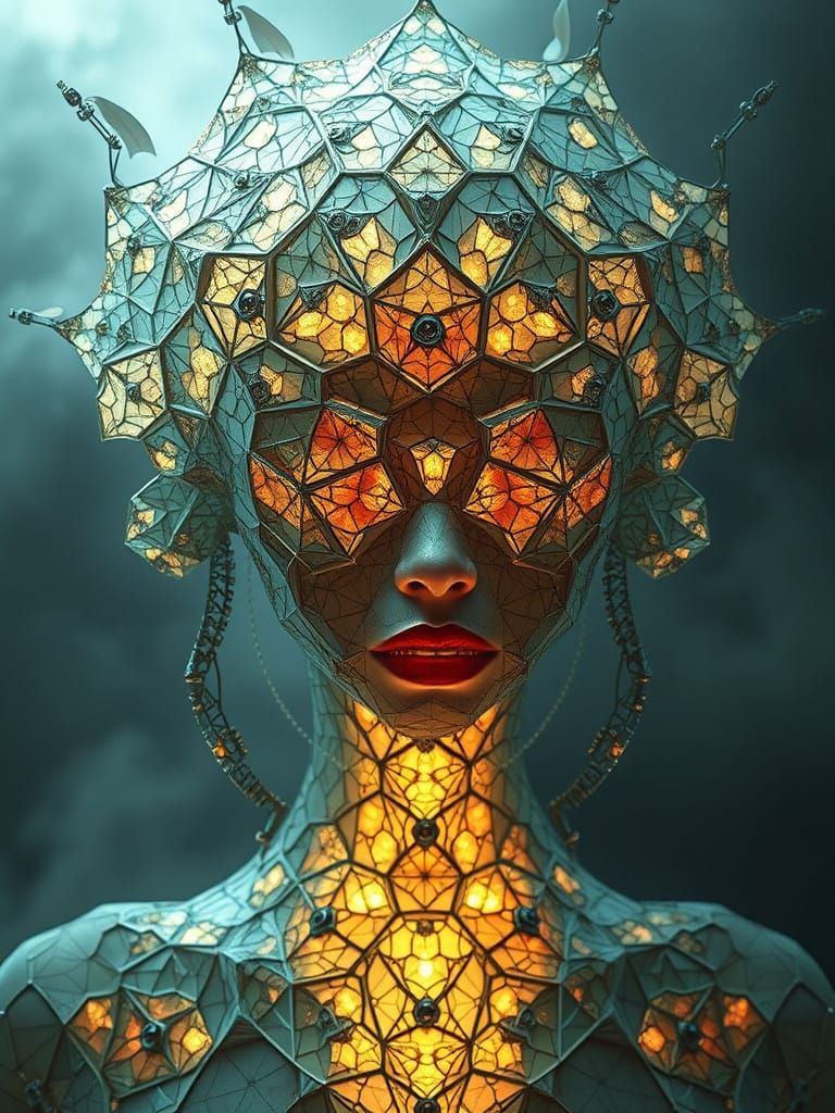 Futuristic Gothic Android in Synthetic Skins