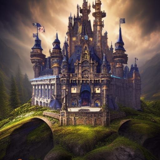 Sapphire Fantasy Castle: Epic Digital Matte Painting