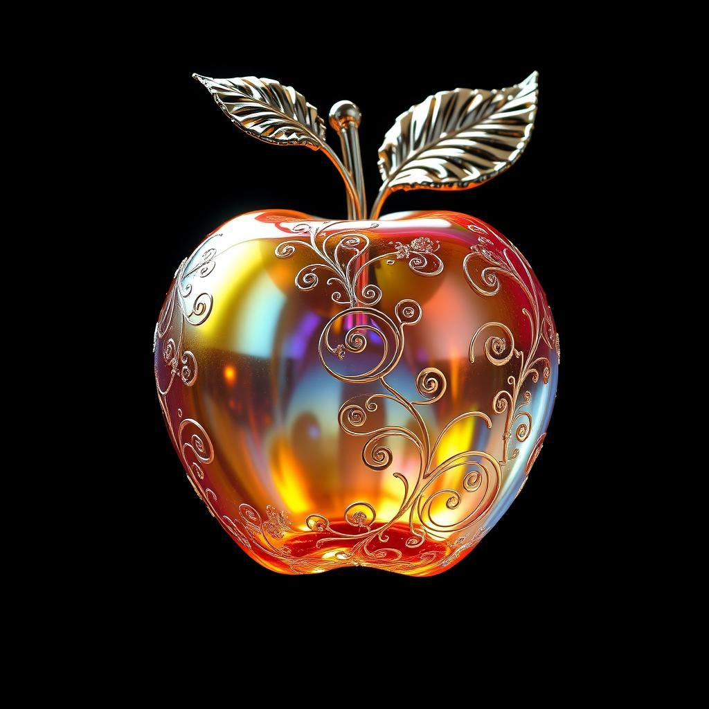 Iridescent Glass Apple with Filigree in Unreal Engine 5