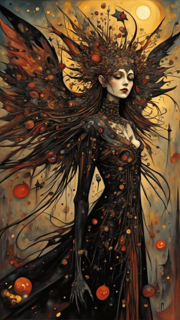 Autumn Faerie Goddess with Dia de Muertos Mask