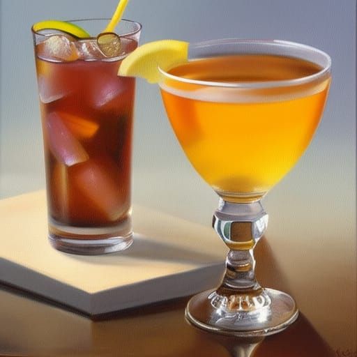 Bagel Cocktail Still Life as Oil Painting