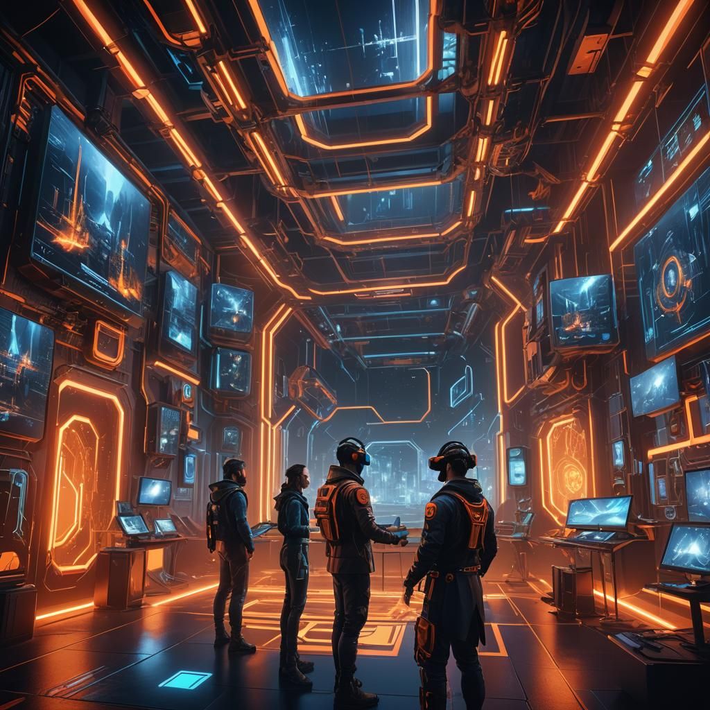 Software Developers in a Fantastical Digital Art Style