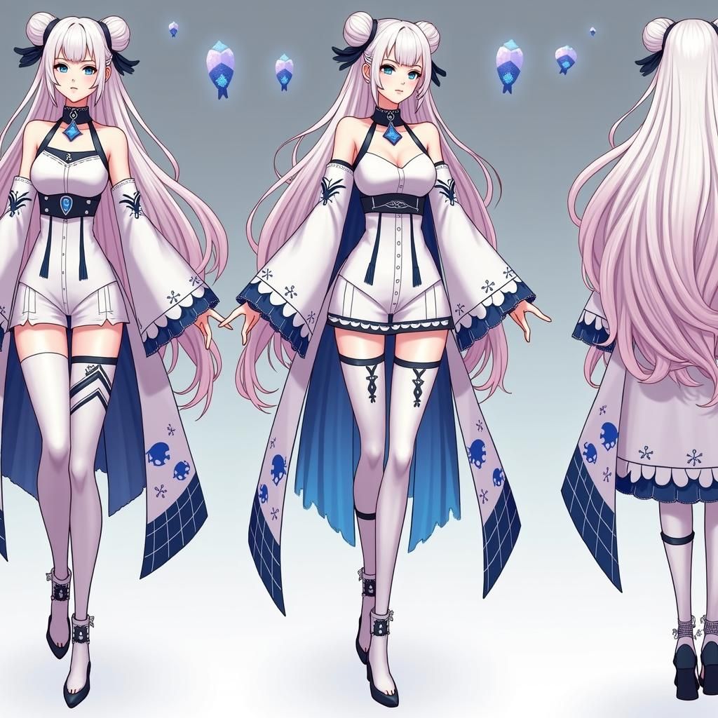 Anime Woman Inspired by Pisces in Cel-Shaded Style