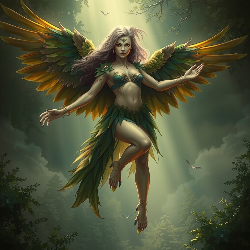 Elara, Forest Demigoddess & Eagle Hybrid in Golden Hour Ligh...