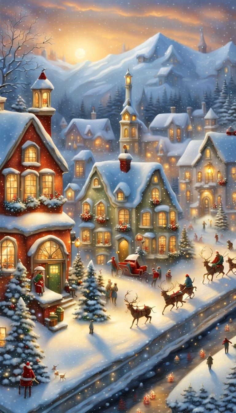 Winter Wonderland Village at Sunset