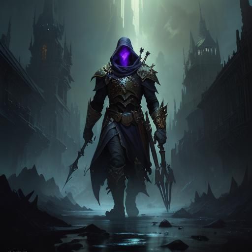 Dark Fantasy Concept Art in Purple and Yellow