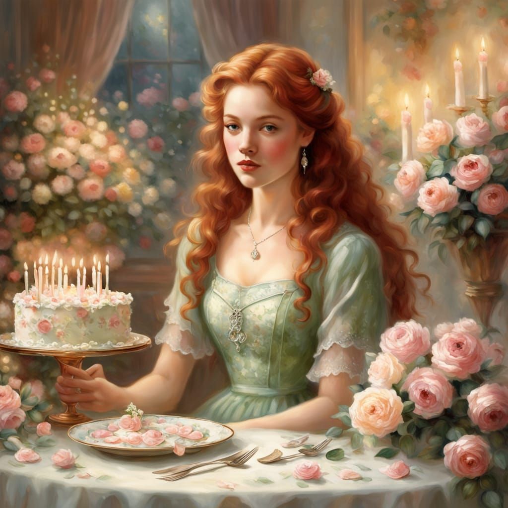 Ethereal Fantasy Scene with Beautiful Young Woman