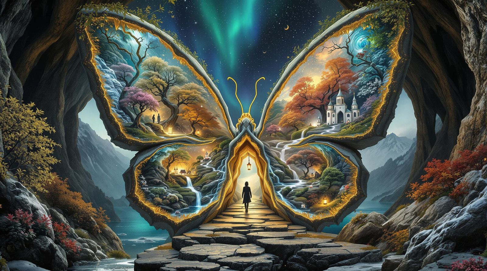 Surreal Butterfly Geode in Seasons of Wonder