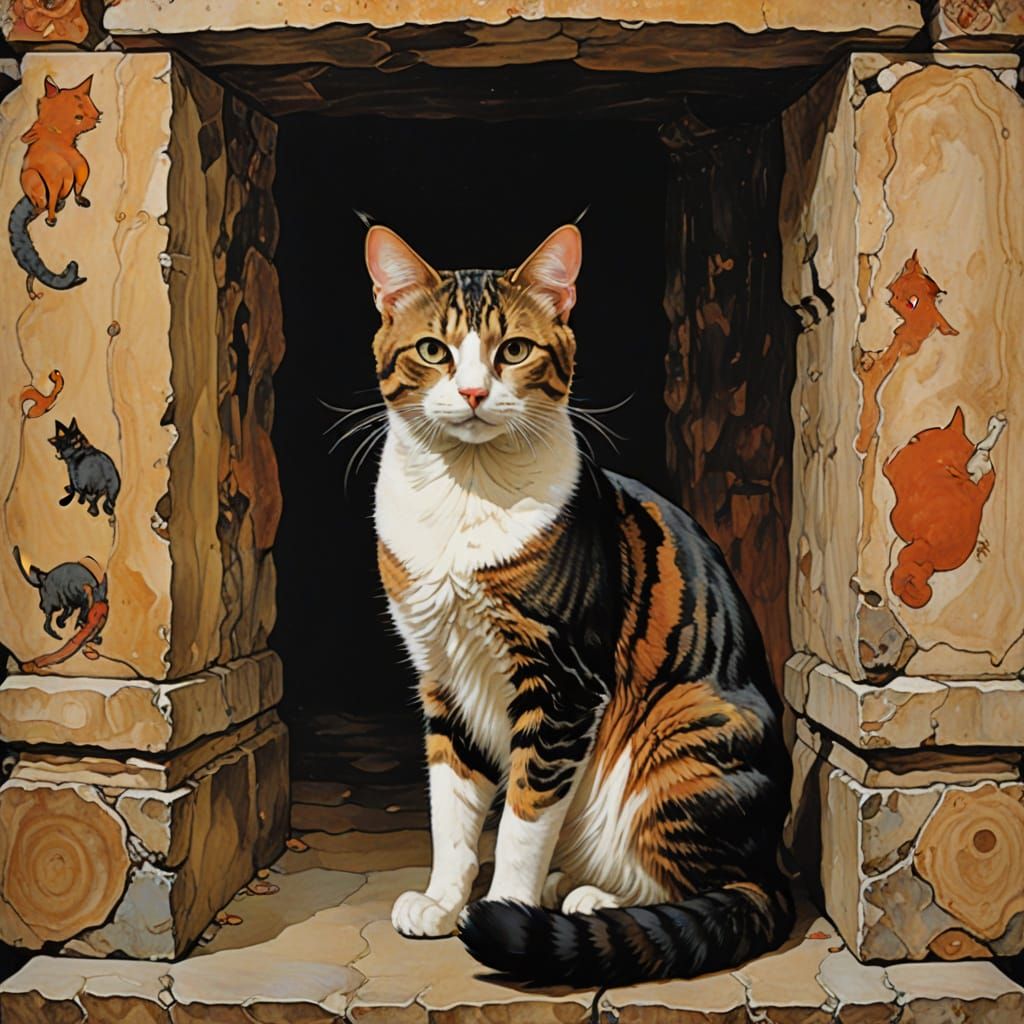 Feline Intrigue in Ancient Roman Ruins