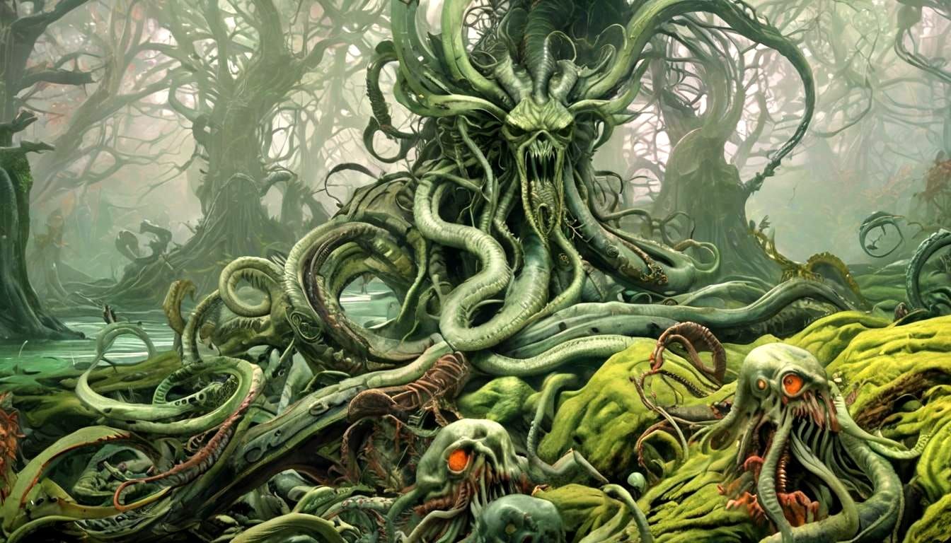 Monstrous Cryptid Creature in Psychedelic Bogomil Universe