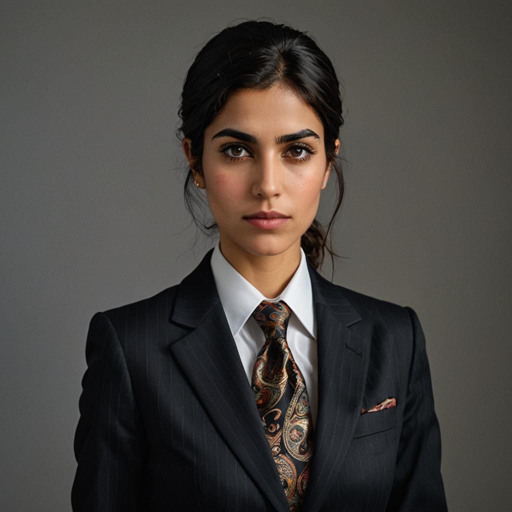 Professional Portrait of Young Iranian Lady in Suit