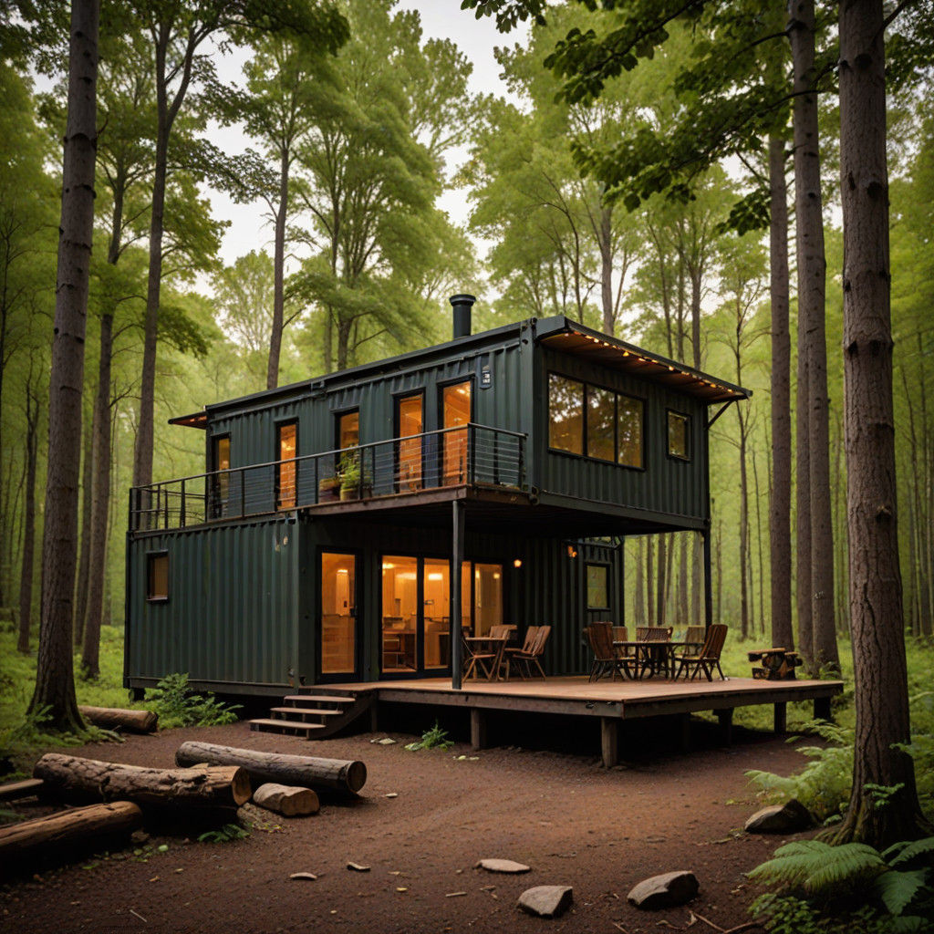 Off-Grid Retreat: Shipping Container Cabin with Mezzanine an...