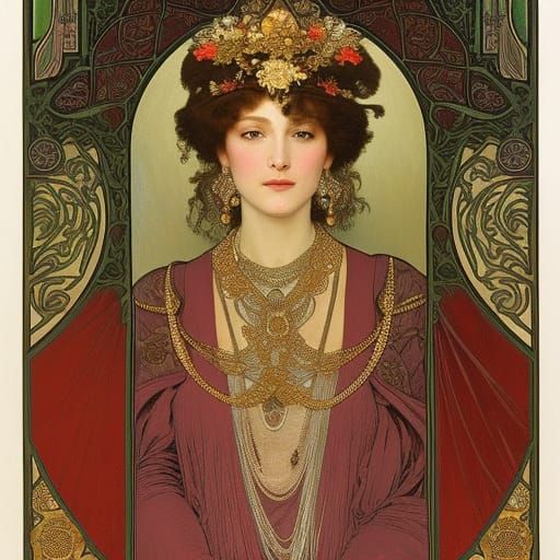 Byzantine Noblewoman Portrait in Art Nouveau Style