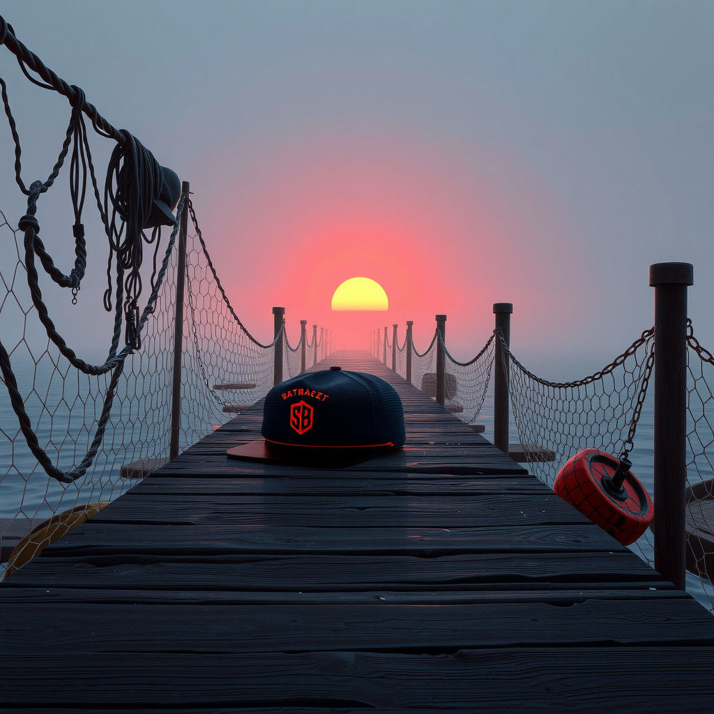Sunrise on Pier: Hyperrealistic Digital Art
