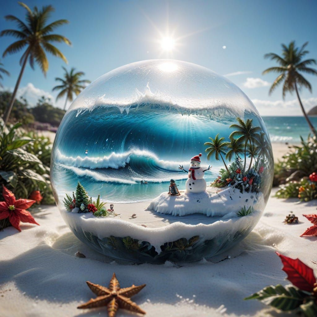 Winter Wonderland Surfing Scene in Vibrant HDR