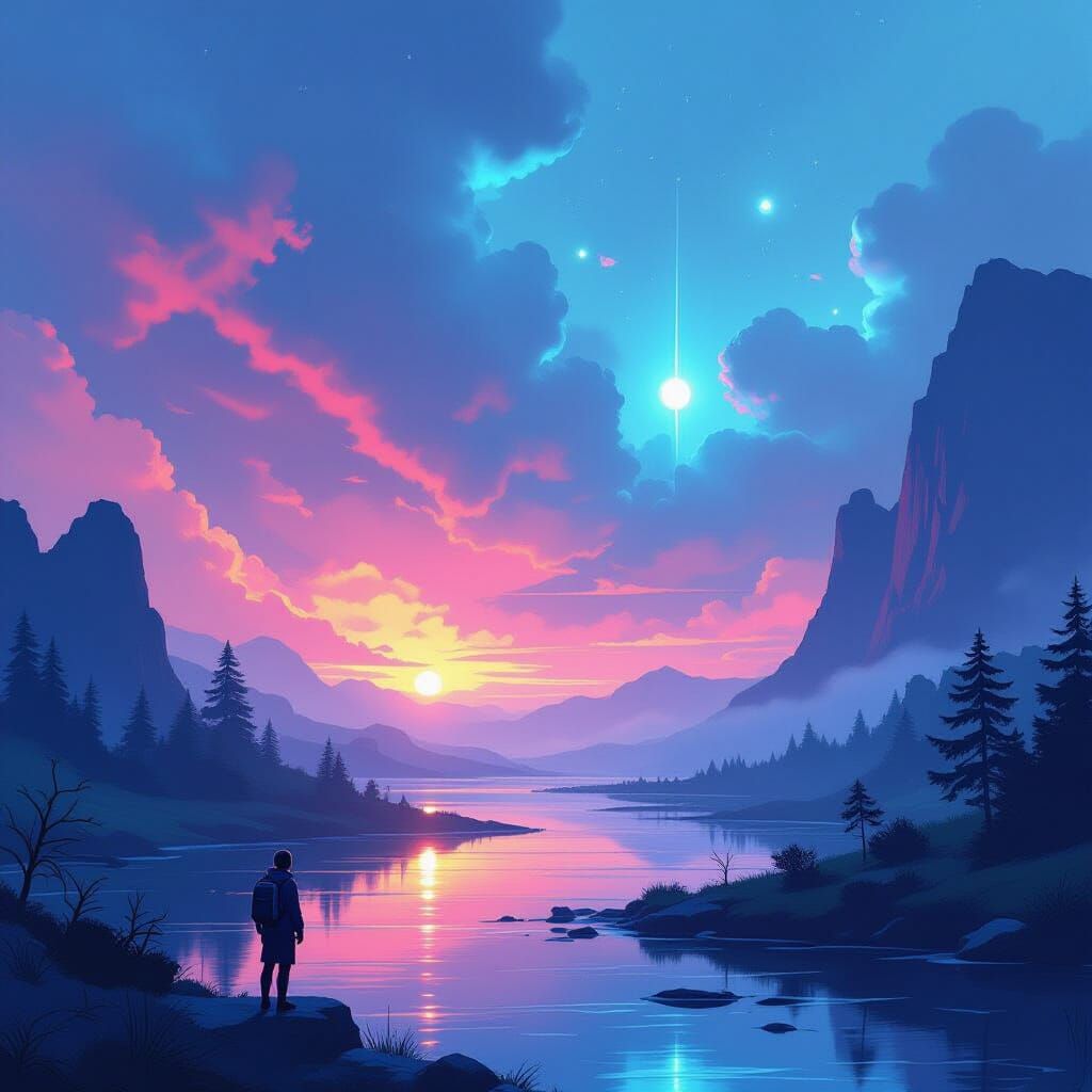 Ethereal Dreamscape in Futuristic Digital Art Style