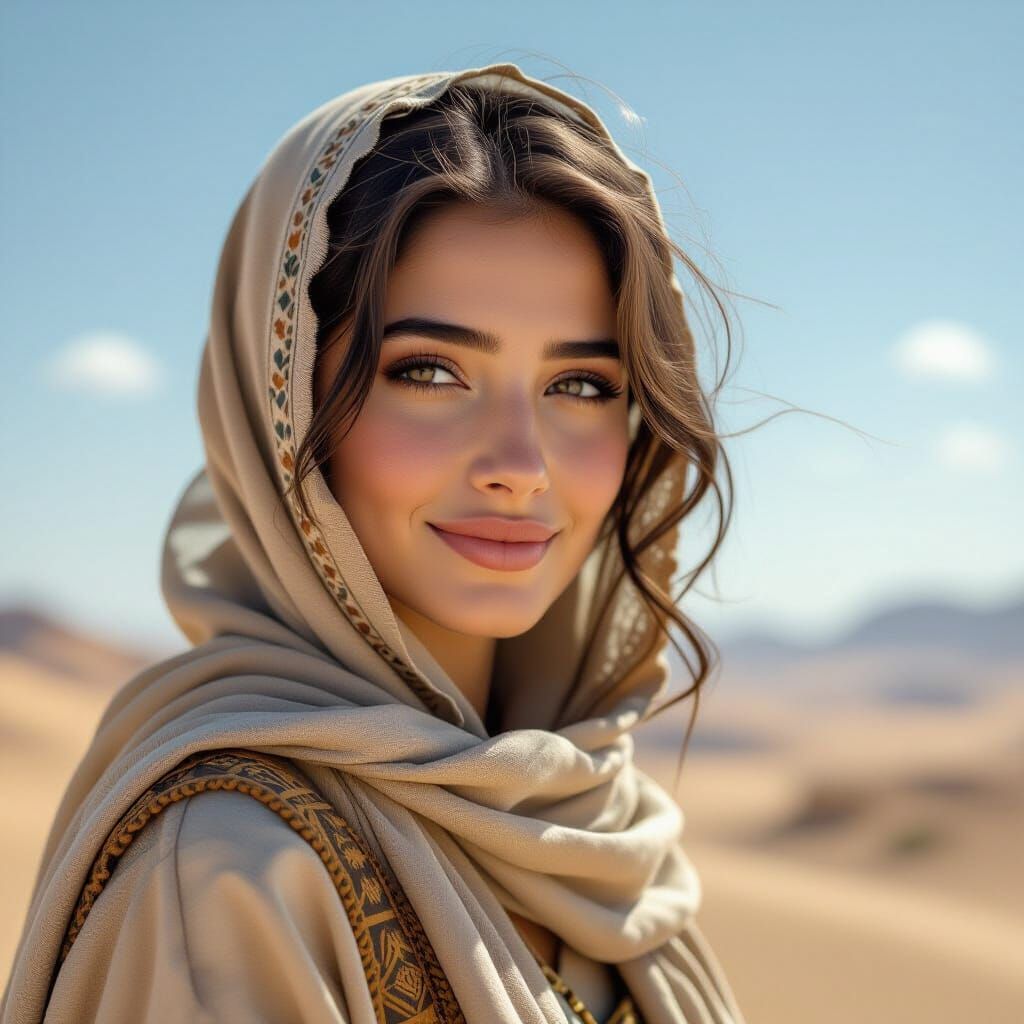 Photorealistic Portrait of Ancient Hebrew Woman in Hyperreal...
