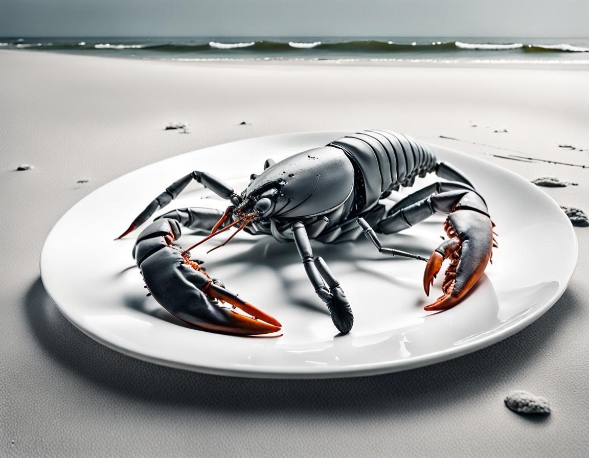 Lobster and Orange on Beach: Fine Art Photo