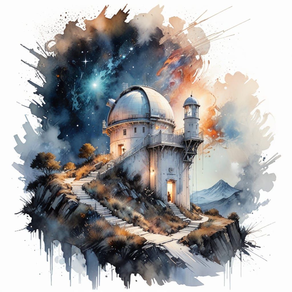 Haenraets-Inspired Watercolour Landscape Under Starry Night ...