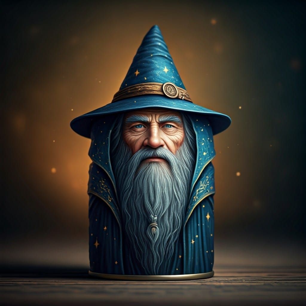 Wizard Tin Can in Retro-Fantasy Style
