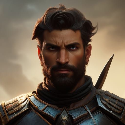 Dark Paladin Portrait in High Fantasy Style