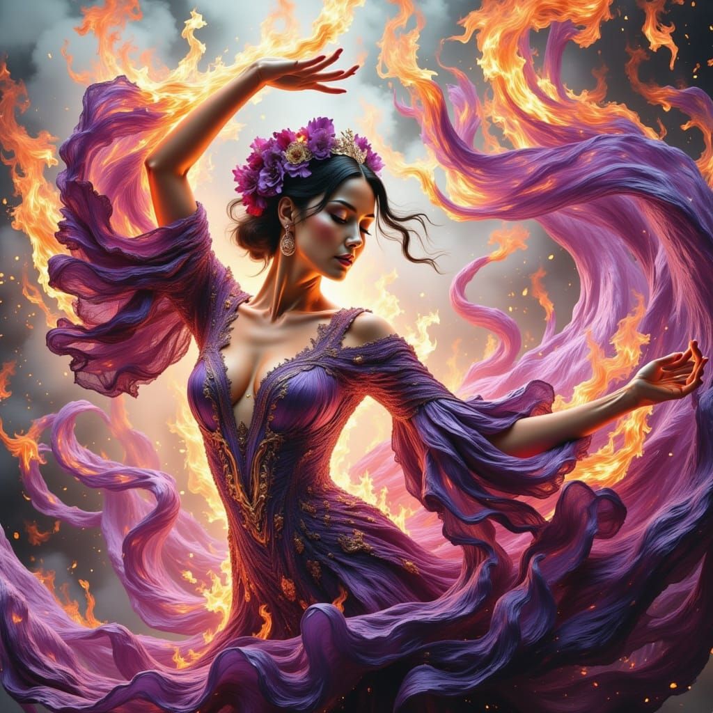 Flamenco Dancer's Fiery Dress in Motion