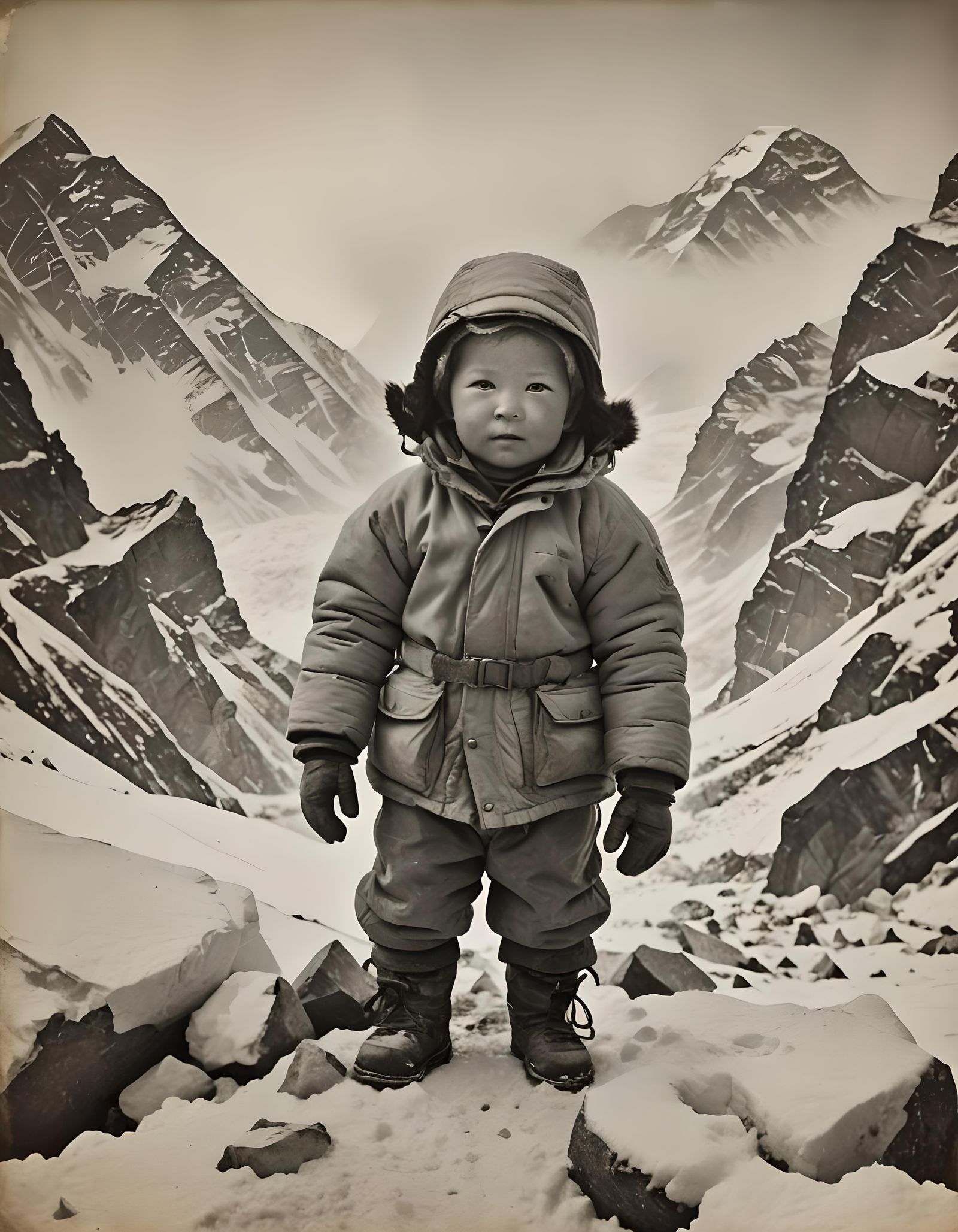 Toddler Climber Braves Everest Blizzard