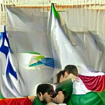Iranian and Israeli Flags Kissing