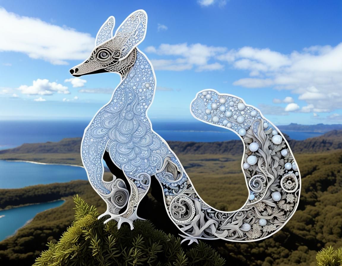 Anthropomorphic Lyrebird with Celtic Filigree Details