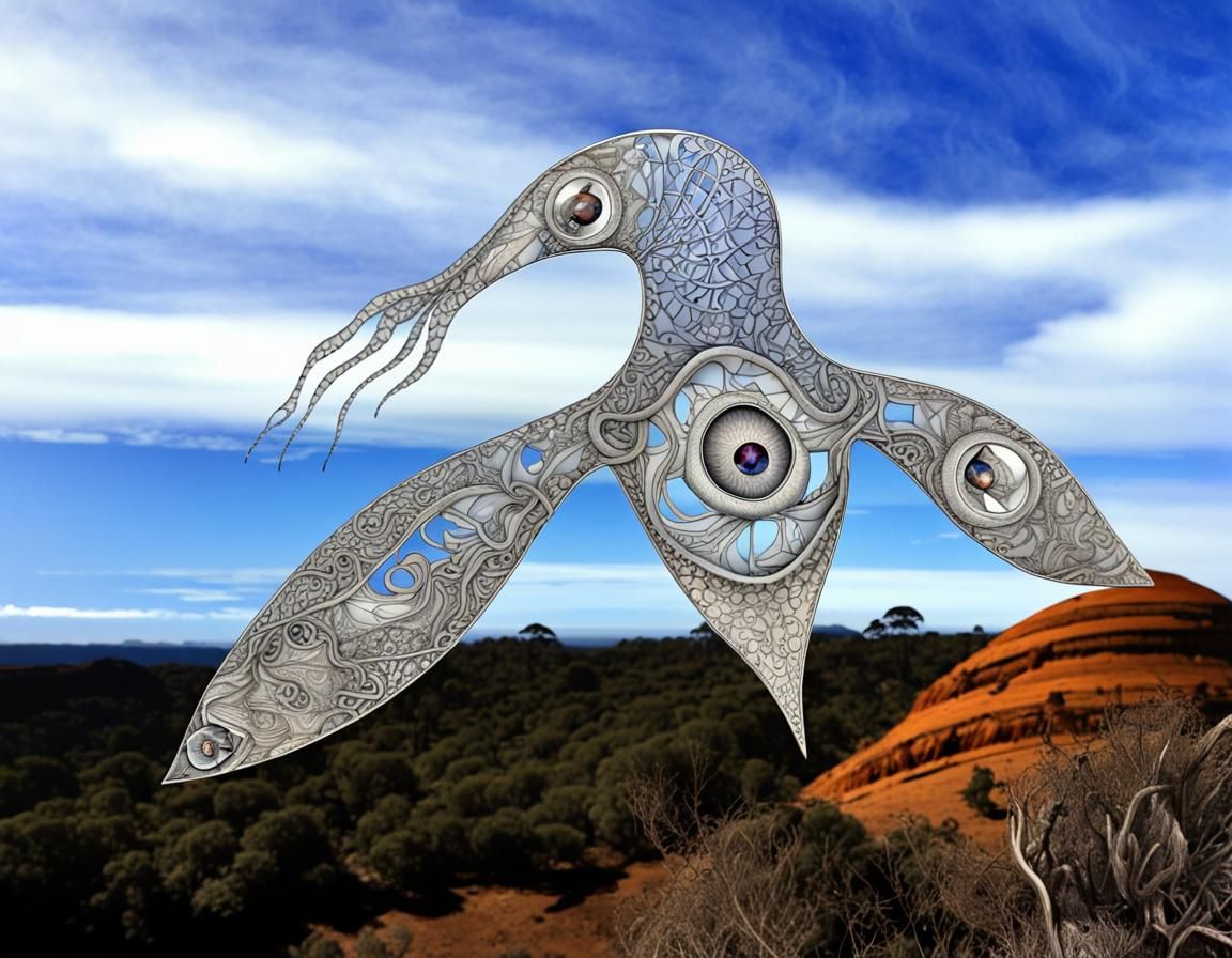 Anthropomorphic Lyrebird with Celtic Fractal Design